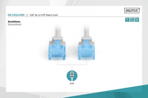 Digitus Patch cord U/UTP kat.5e PVC 5m szary