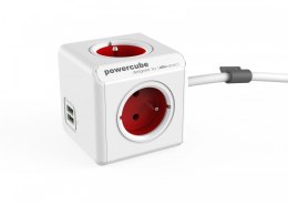 Allocacoc Listwa zasilająca PowerCube Extended USB 1,5m 2402RD/FREUPC Czerwona