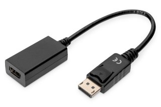 Digitus Kabel adapter Displayport z zatrzaskiem 1080p 60Hz FHD Typ DP/HDMI A M/Ż czarny 0,15m