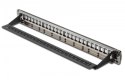 Digitus Panel krosowy (patch panel) modularny 19" 24 porty pod moduły keystone, 1U, ekranowany, prowadnica kabli, wymienne pola opisowe 