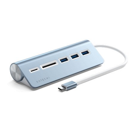 Satechi Aluminium - hub USB-C (czytnik kart micro/SD, 3x USB-A) (blue) [SD]