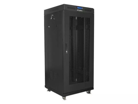 SZAFA INSTALACYJNA RACK STOJĄCA 19" 27U 600X600 CZARNA DRZWI PERFOROWANE LCD LANBERG (FLAT PACK) V2