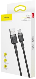 KABEL USB-A -> USB-C Baseus Cafule CATKLF-CG1 200cm 2A QC 3.0 CZARNO-SZARY W NYLONOWYM OPLOCIE