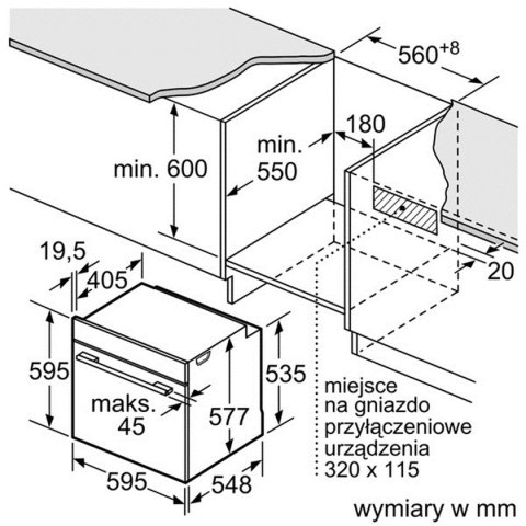 Piekarnik z kuchenką mikrofalową Do zabudowy w słupku BOSCH Serie 8 HMG 636RS1