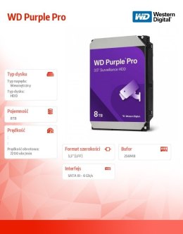 Western Digital Dysk twardy WD Purple Pro 8TB 3,5 256MB SATAIII/72000rpm