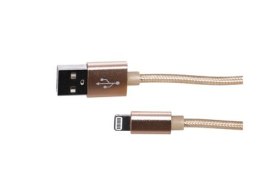 Extralink | Kabel ze złączem Lightning | do smartphonów IPHONE, maks. prąd 2A, wzmocniony oplotem, długość 1m, złoty