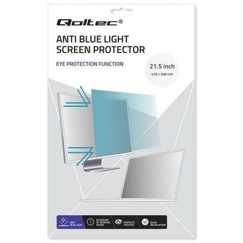 Qoltec Filtr światła niebieskiego 21.5 cala | 16:9 | Ochrona wzroku | Anti Glare | Matowy | na monitor