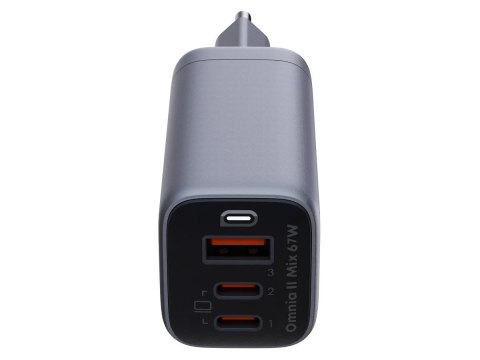 AUKEY Ładowarka sieciowa PA-B6U OmniaMix II GaN 3xUSB (2xUSB C + 1xUSB A) 67W QC PD AFC SCP PPS UFCS