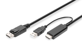 Kabel adapter DIGITUS HDMI 4K 30Hz zasilanie USB A na DisplayPort 2m