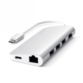 Satechi TYPE-C Multi-Port Adapter 4K Ethernet - aluminiowy adapter do urządzeń moblinych USB-C (USB-C 60W, 3xUSB-A, 4K HDMI, Gig