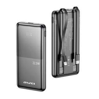 AWEI Powerbank 10000mAh P76K 22,5W 4 Wyjścia ładowania dwa kable