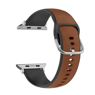 Pasek Beline do Apple Watch 38/40/41mm Silico Leather czarno-brązowy