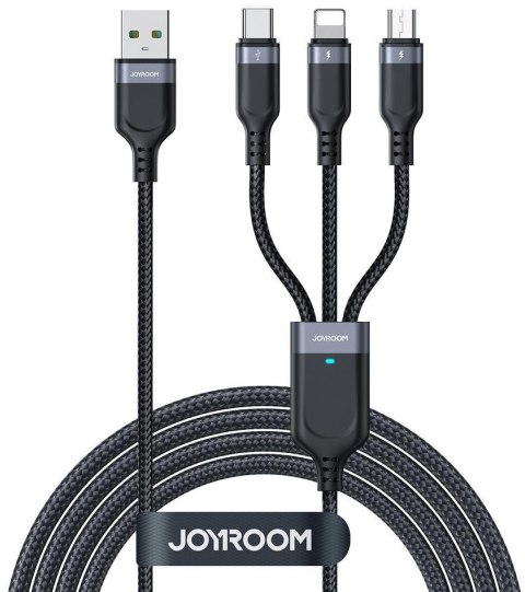 Kabel 3w1 USB-A / USB-C micro-USB Lightning Joyroom S-1T3018A18 120cm 2.4A w oplocie czarny