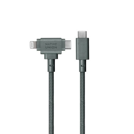 Native Union Belt Cable Duo - kabel USB-C - USB-C / lightning, 1,5 m (slate green)