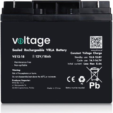 Akumulator AGM Voltage 12V 18Ah VE12-18