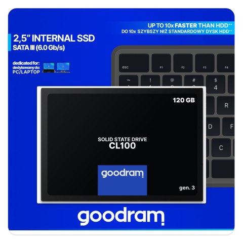 Dysk SSD GOODRAM SSDPR-CL100-120-G3 CL100 gen. 3 (2.5″ /120 GB /SATA III (6 Gb/s) /500MB/s /360MB/s)