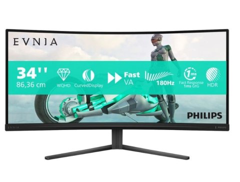 Philips Monitor 34M2C3500L 34 cale Curved VA 180Hz HDMIx2 DPx2