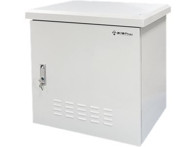 Zewnętrzna szafka rack IP55, wisząca 19" 6U 600x450, 4 belki nośne, 4 przepusty kablowe, kolor szary ALANTEC