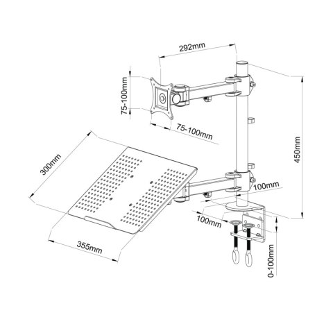 UCHWYT BIURKOWY DO MONITORA LED/LCD 13-27" + notebooka L-23 ART