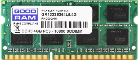 Pamięć GOODRAM (SODIMM/DDR3/4 GB/1333MHz/1.5V/9CL/SINGLE)