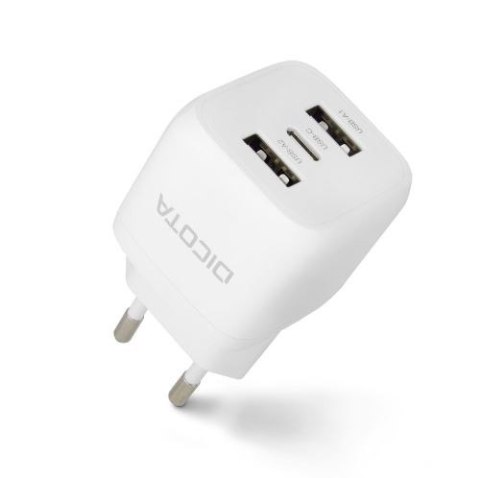 DICOTA Ładowarka GaN 32W 2xUSB-A 1xUSB-C biała