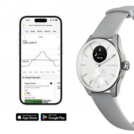 Withings Scanwatch 2 - zegarek z funkcją EKG, pomiarem pulsu i SPO2 oraz mierzeniem aktywności fizycznej i snu (42mm, white)