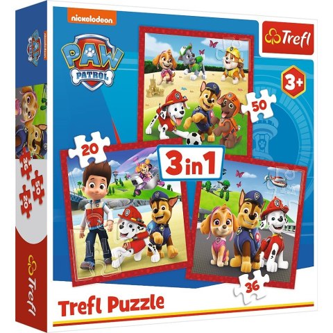 Trefl Puzzle 3w1 Wesołe pieski, Psi Patrol