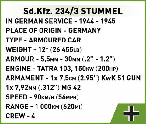 Cobi Klocki Klocki Historical Collection Sd.Kfz. 234/3 Stummel