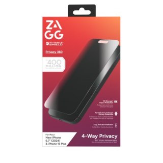 ZAGG InvisibleShield Glass Elite Privacy 360 - szkło prywatyzujące do iPhone 15 Plus / 16 Plus (4 kierunki)