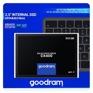 Dysk SSD GOODRAM SSDPR-CX400-512-G2 CX400 gen. 2 (2.5″ /512 GB /SATA III (6 Gb/s) /550MB/s /500MB/s)