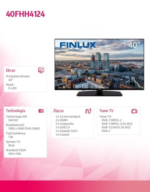 Finlux Telewizor LED 40 cali 40FHH4124