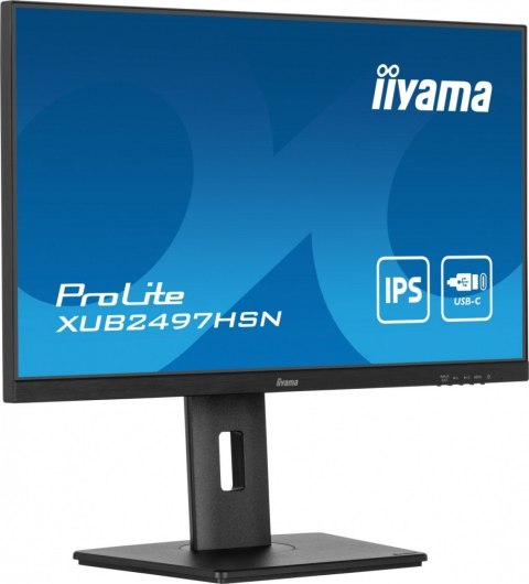 IIYAMA Monitor 24 cale XUB2497HSN-B2 IPS, USB-C Dock, HDMI, DP, 300cd, Pivot, HAS /5y/