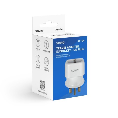 Savio Adapter podróżny, gniazdo EU - wtyk UK AP-04