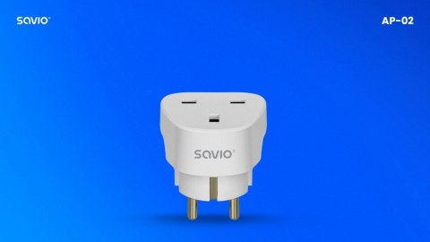 Savio Adapter podróżny, gniazdo UK wtyk EU AP-02