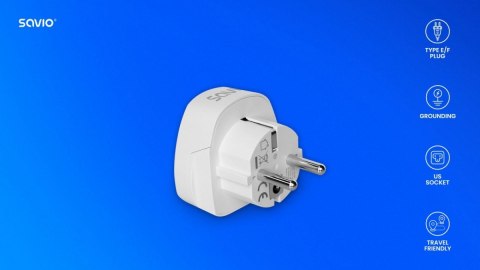 Savio Adapter podróżny, gniazdo US wtyk EU AP-01