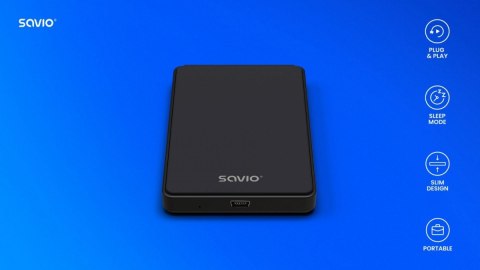 Savio Obudowa na dysk zewnętrzny HDD / SSD 2.5" USB 2.0 AK-73