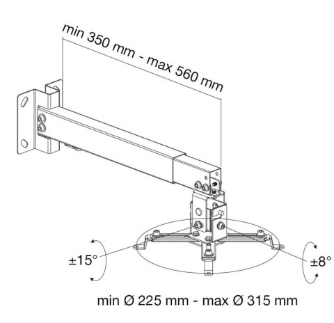 Techly Uchwyt ścienno-sufitowy do projektora 43-65cm, 20kg