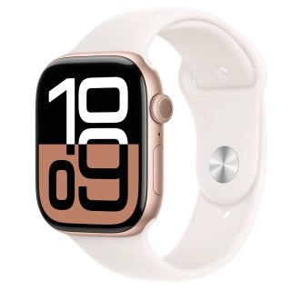 Apple Watch Series 10 GPS, koperta 46 mm z aluminium w kolorze różowego złota z paskiem sportowym w kolorze łagodnego różu - rozmiar S