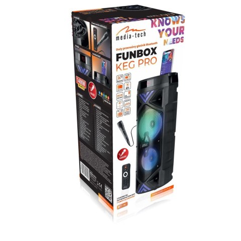 Media-Tech Głośnik FUNBOX KEG PRO MT3182 Karaoke/Bluetooth 5.0+EDR/FM/MP3?MicroSD/USB/Equalizer/AUX/Jack 6.3/Pilot/LED/RMS 50W/PMPO 1400W