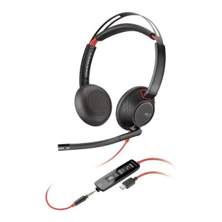 Słuchawki z mikrofonem Poly Blackwire 5220 Stereo USB-C Headset + 3,5mm jack + adapter USB-C/A