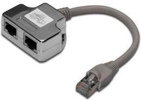 Adapter RJ45 na kablu / 2x gniazdo RJ45 ekran