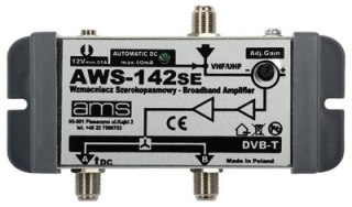 AWS-142M/AMS Wzmacniacz AWS-142S AMS rozgałęziający, VHF+UHF z zasilaczem 1wej./2wyj