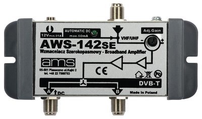 AWS-142M/AMS Wzmacniacz AWS-142S AMS rozgałęziający, VHF+UHF z zasilaczem 1wej./2wyj