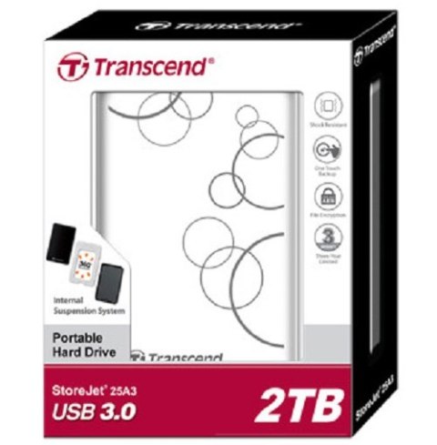 Dysk twardy zewnętrzny TRANSCEND StoreJet 25A3 2 TB Biały S2TSJ25A3W TS2TSJ25A3W