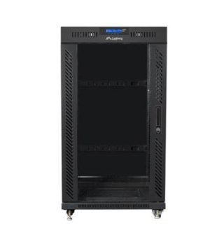 SZAFA INSTALACYJNA RACK STOJĄCA 19" 22U 600X600 CZARNA DRZWI SZKLANE LCD LANBERG (FLAT PACK) V2