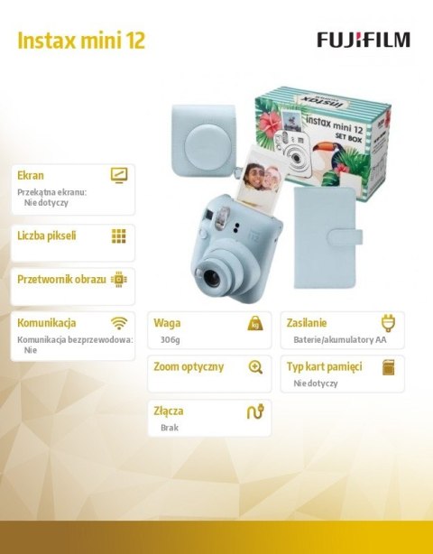 Fujifilm Aparat Instax mini 12 BIG Bundle (aparat + etui + album) niebieski