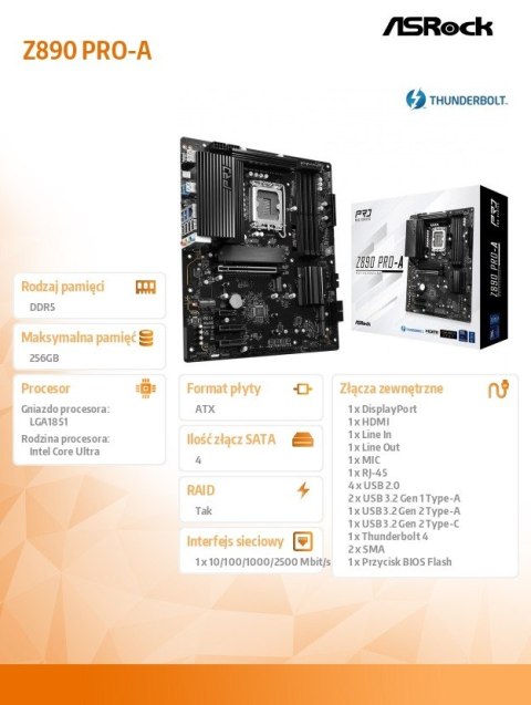 ASRock Płyta główna Z890 PRO-A ATX