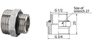 PRZYŁĄCZKA DO VKO G1/2"XG3/4"NIKLOWANA