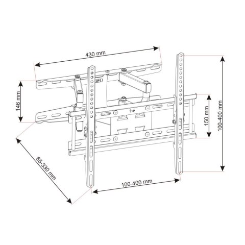 UCHWYT DO TV LCD/LED 23-60" 45KG AR-45 ART reg. pion i poziom