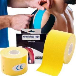 EXTRALINK PLASTRY TAPE TEJPY KINESIOTAPING TEJP TAŚMA KINESIO SPORT PRO 5MX5CM ZÓŁTY P-866